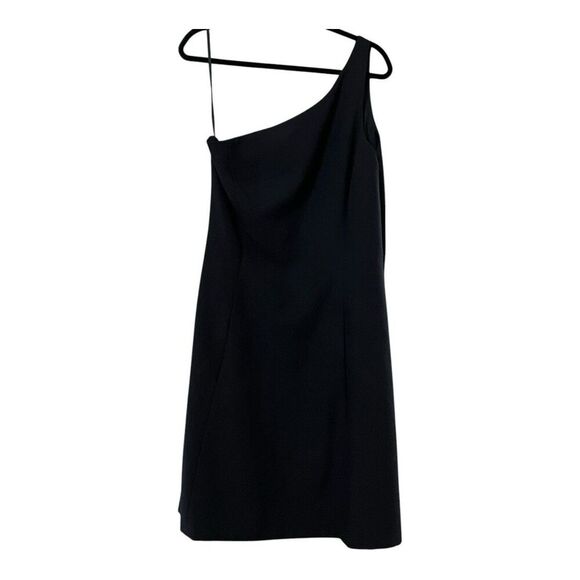 Talbots Womens Size 16 Black One Shoulder Fit Flare Cocktail Dress With Pockets - Picture 1 of 5